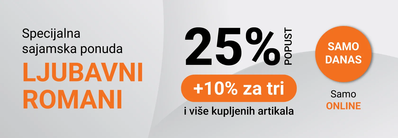 Ljubavni romani samo danas na ONLINE popustu 25+10%
