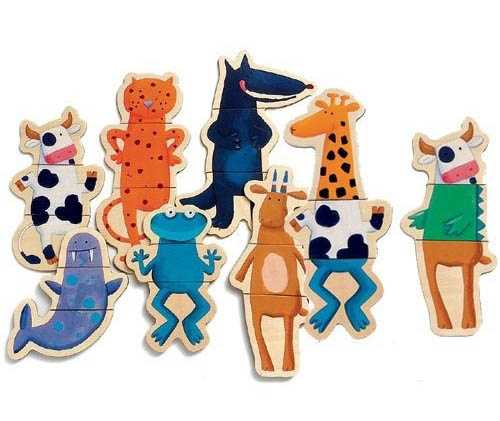 Drvena igračka slagalica sa magnetima ŠAŠAVE ŽIVOTIJE 