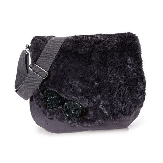 SHOULDERBAG WITH WINGS<br />
PLUSH ANTHRACITE 33 x 27 CM 