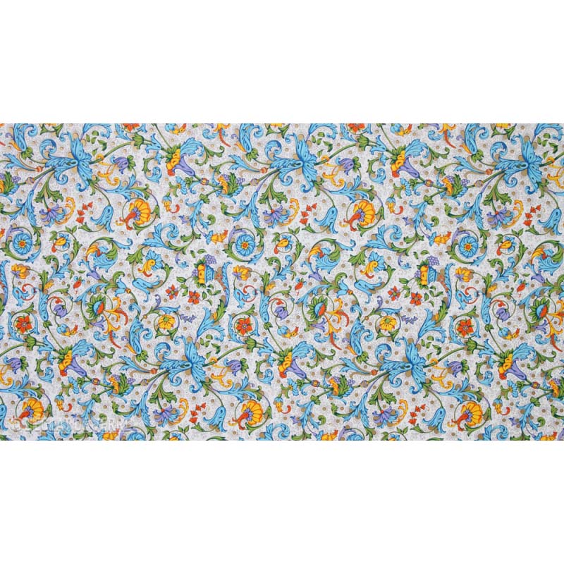 Ukrasni Papir FRUITS AND FLOWERS BLUE YELLOW FLORENTINE 