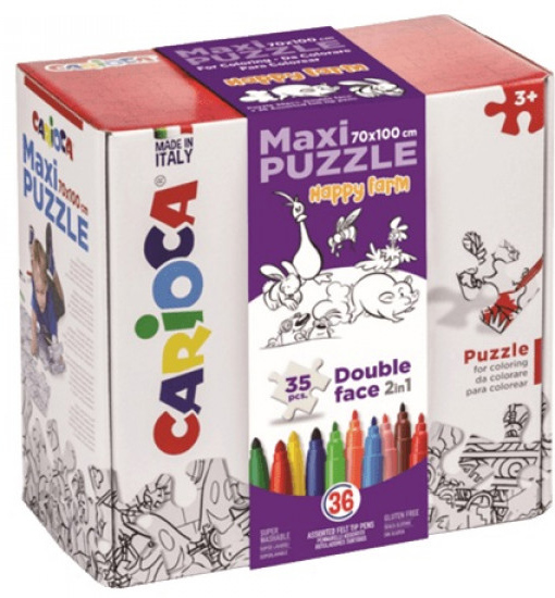 Kreativni set flomasteri i MAXI PUZZLE HAPPY FARM 