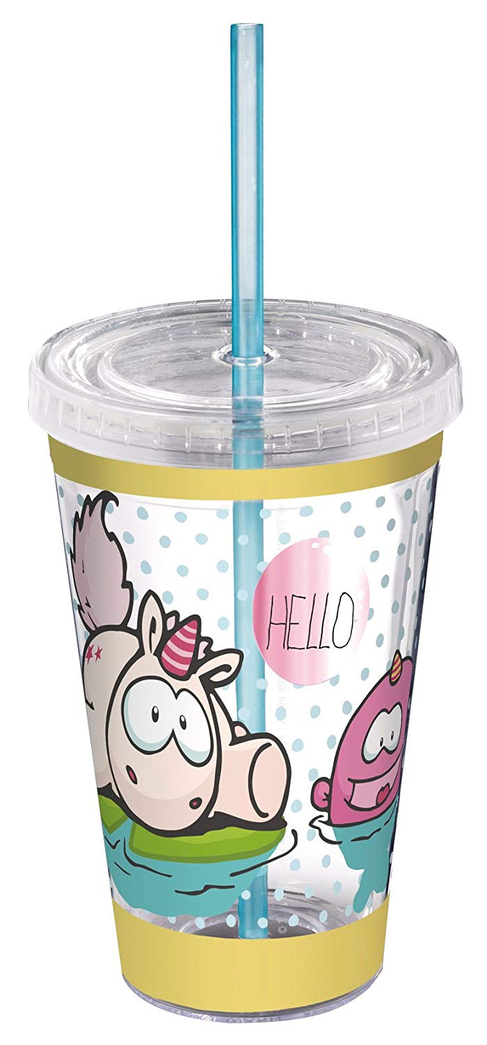Čaša sa poklopcem i slamkom BUBBLE HELLO Theodor and Friends 