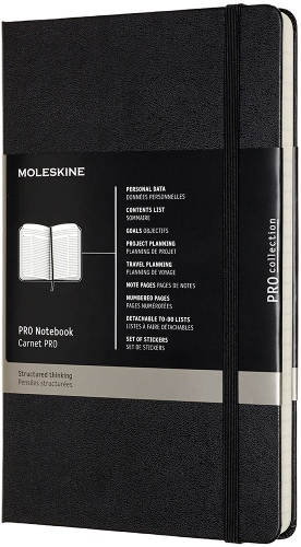 Moleskine Pro beležnica crna - tvrde korice 