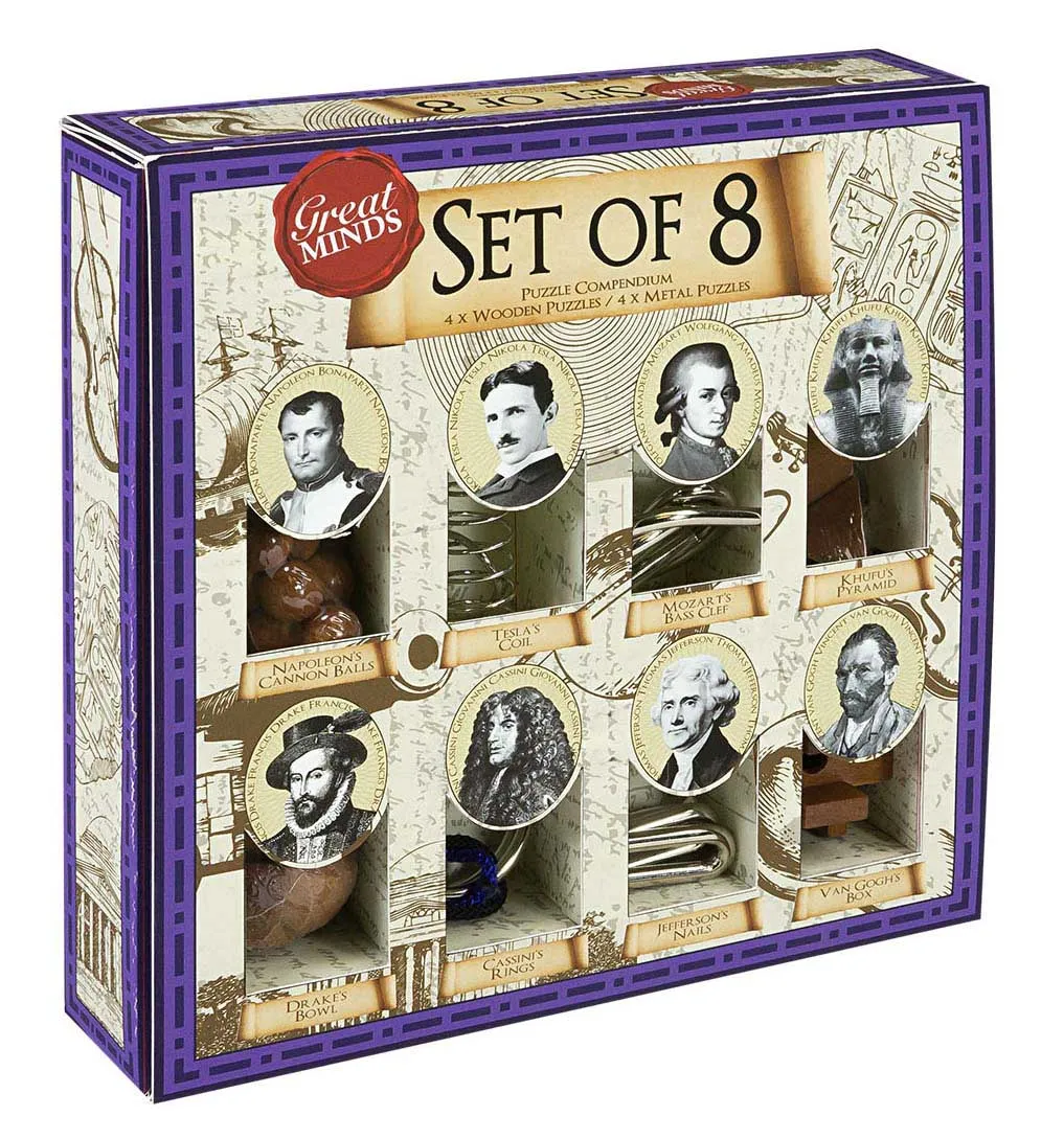 Drvene iq puzzle GREAT MINDS Set od 8 
