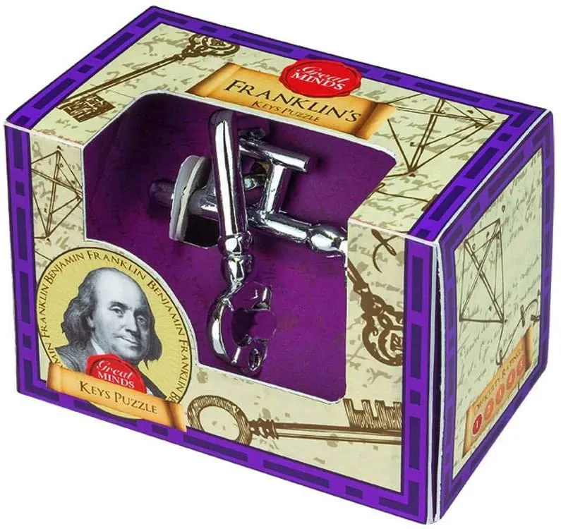 METAL AND WOODEN FRANKLINS KEYS PUZZLE 