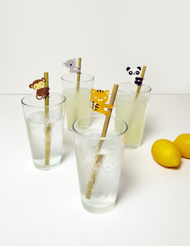 Slamčice od bambusa - 4 kom - ANIMAL BAMBOO STRAWS 