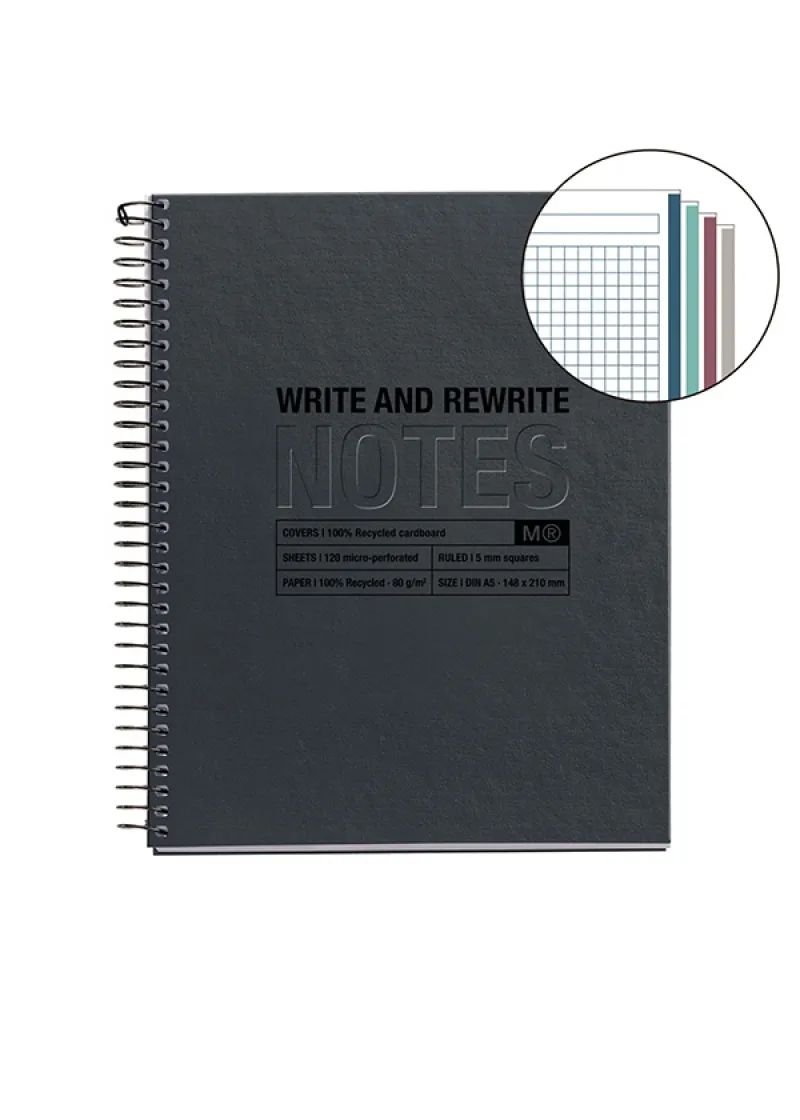 MIQUELRIUS sveska NB4 A5 120 SQU RECYCLED BLACK
