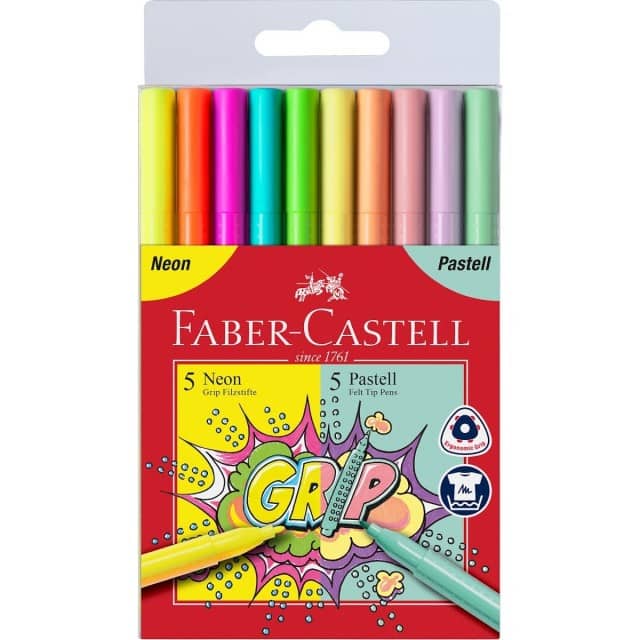 FABER CASTELL flomasteri 1/10 NEON + PASTEL 