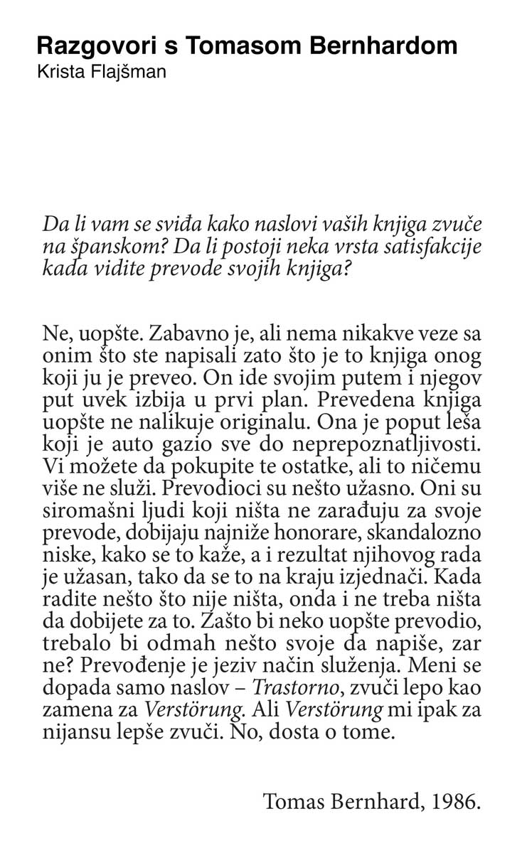 RAZGOVORI SA TOMASOM BERNHARDOM 