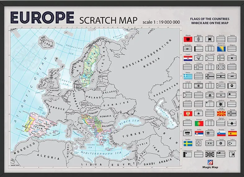 URAMLJENA GREB-GREB MAPA EVROPE NA ENGLESKOM 