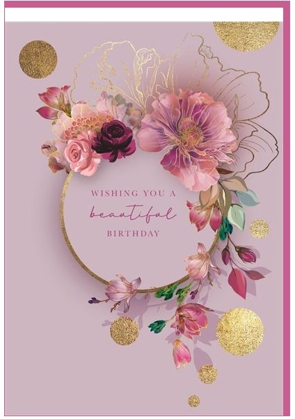 Čestitka PURPLE FLOWER WREATH 