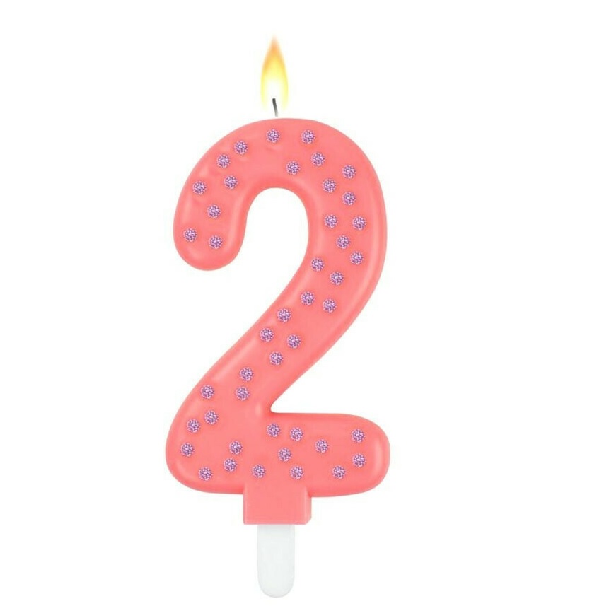 Rođendanska svećica BROJ 2 PINK 