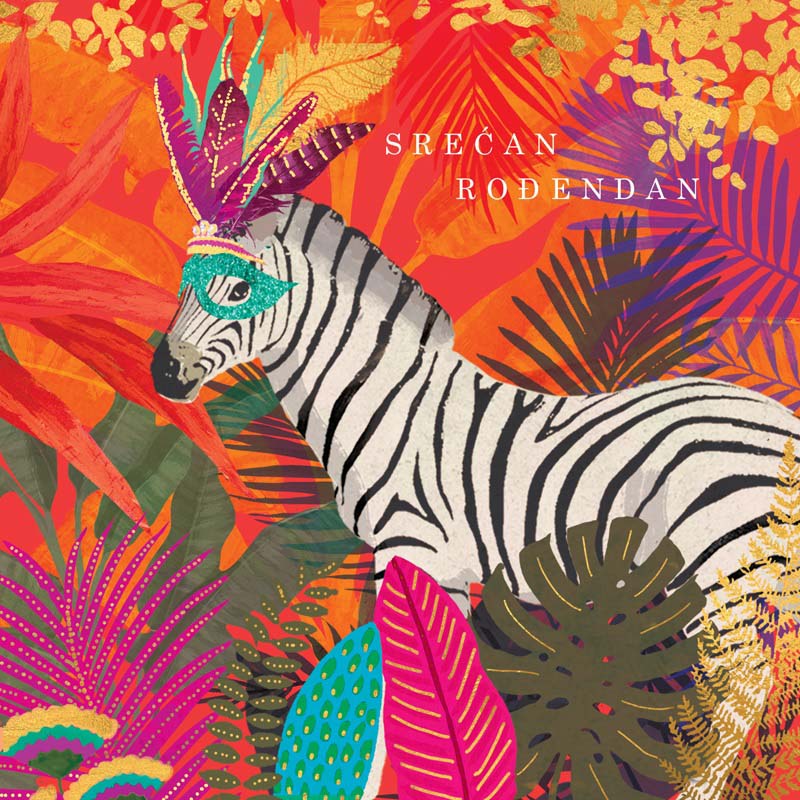 Čestitka SREĆAN ROĐENDAN -ZEBRA 