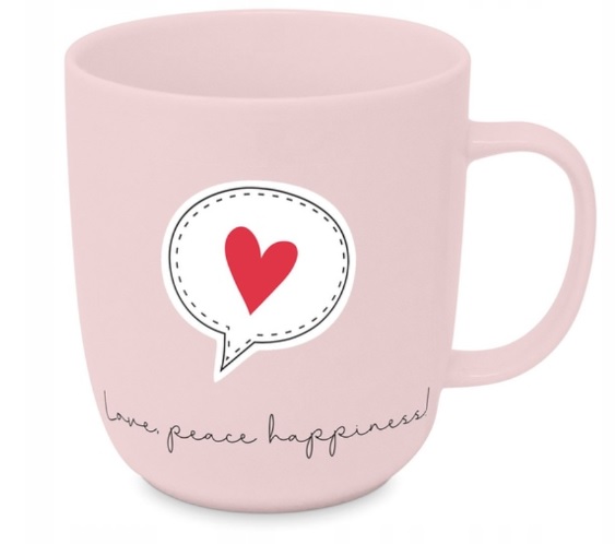 Porcelanska šolja LOVE, PEACE, HAPPINESS 