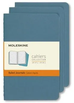 MOLESKINE set tri džepne beležnice na linije BRISK BLUE 