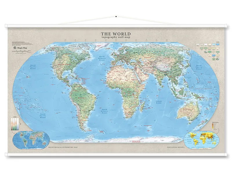 Zidna karta TOPOGRAFSKA - SVET 