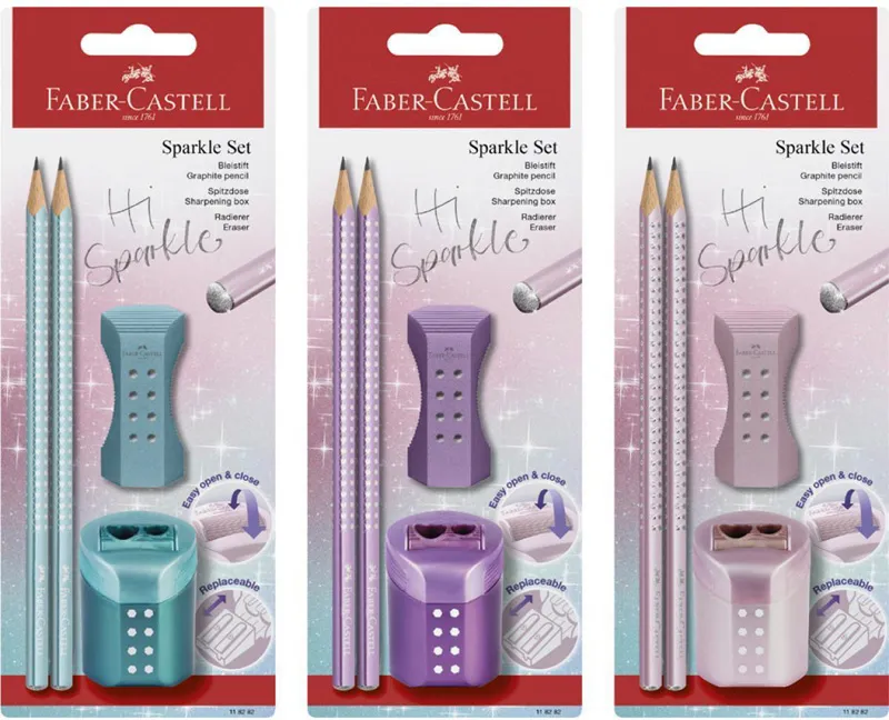 FABER CASTELL olovka, rezač i gumica METALIC 