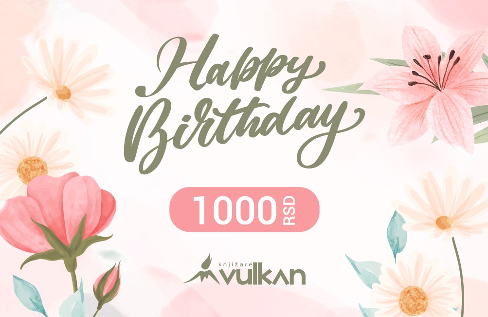 GIFT KARTICA / VAUČER Happy birthday roze cveće 1000 