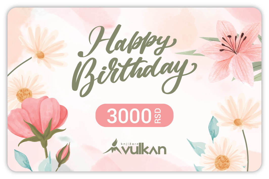 GIFT KARTICA / VAUČER Happy birthday roze cveće 3000 