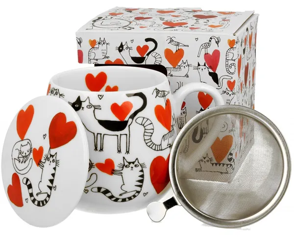 Šolja za čaj CAT’S WORLD - HEARTS 