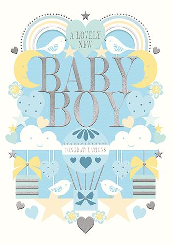 Čestitka za rođenje deteta A LOVELY NEW BABY BOY - DEČAK 