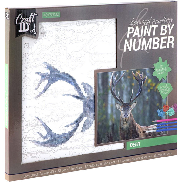 Kreativni set OBOJI PO BROJEVIMA - JELEN 40x50 cm 