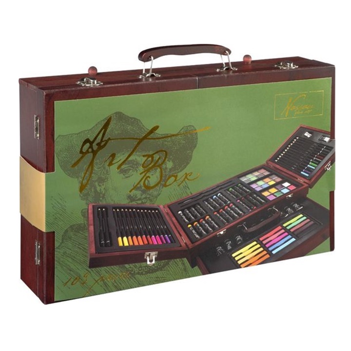 Set za crtanje u drvenoj kutiji 25x38x8 cm NASSAU 103 kom 