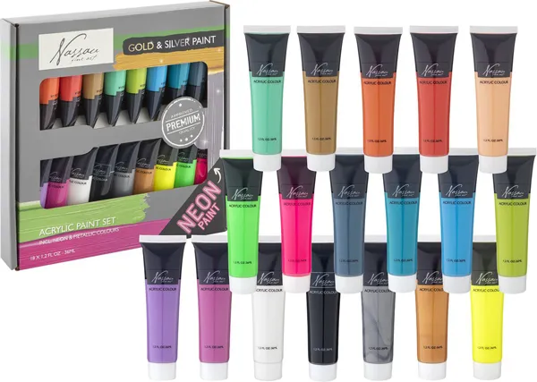 Tempere 18x36ml - ACRYLIC FLUOR & METALLIC 