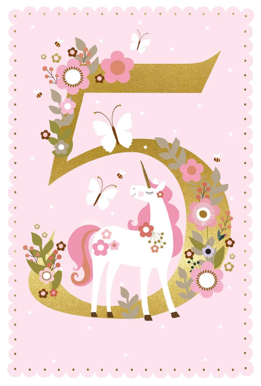 Rođendanska čestitka PINK UNICORN/BUTTERFLY 