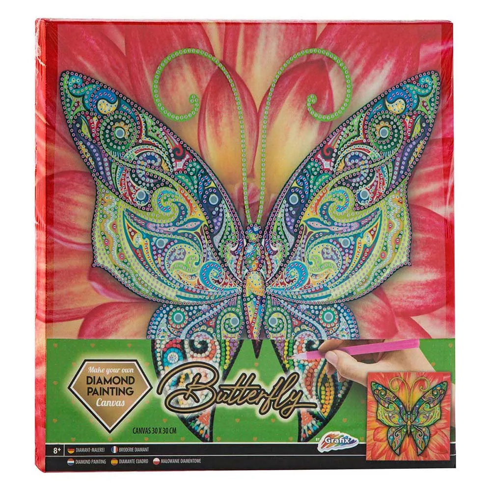 Platno za slikanje cirkonima BUTTERFLY 30x30 cm 