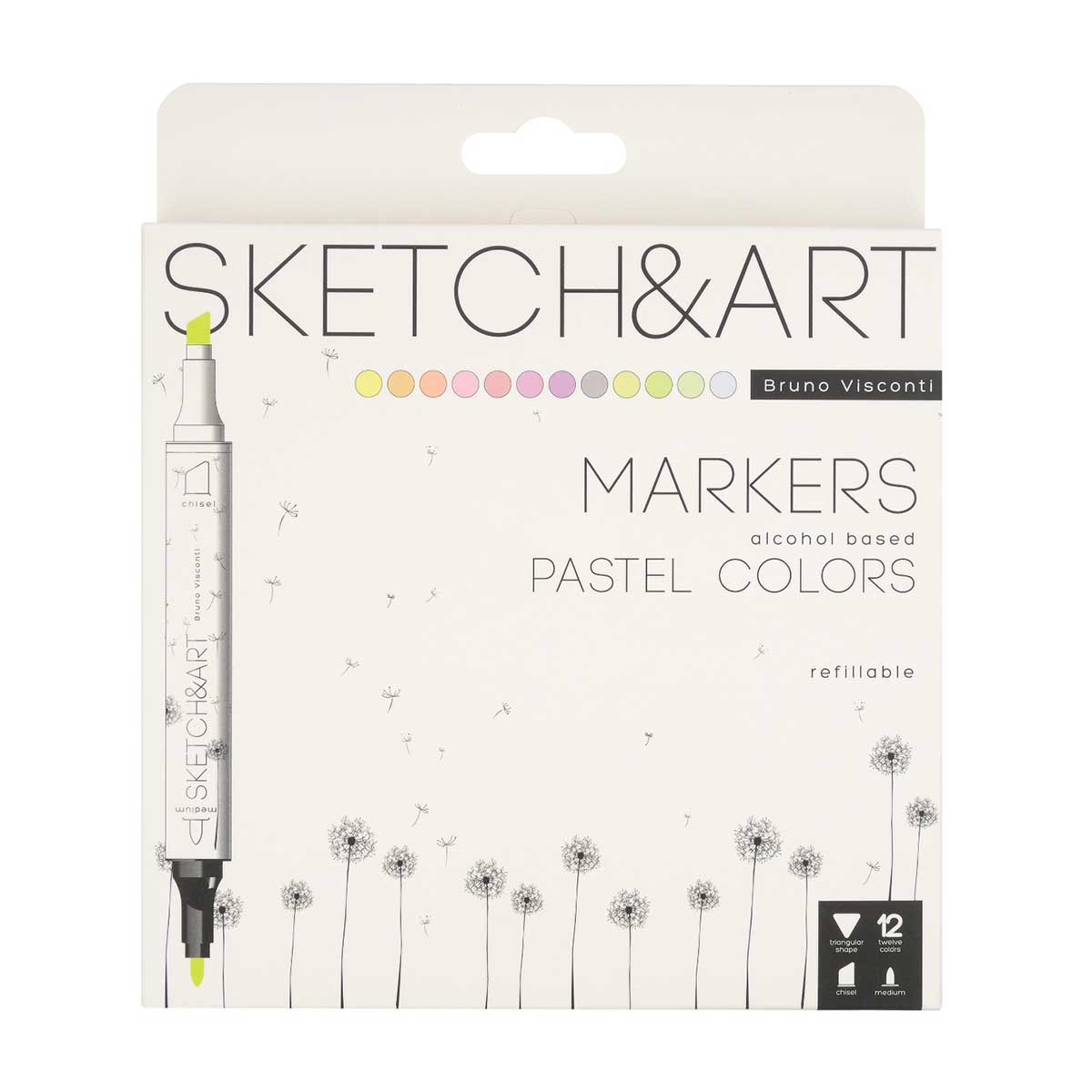 Set dvostranih markera 12 kom SKETCH&ART PASTEL Bruno Visconti 