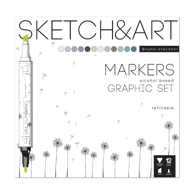Set dvostranih markera 12 kom SKETCH&ART GRAPHICS Bruno Visconti 