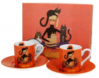 Set dve šolje za espreso CAT'S WORLD - CINDY & KITTIES 90ml 
