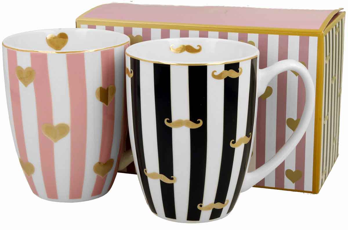 Set dve CRNO/ROZE PRUGE šolje  u kutiji 