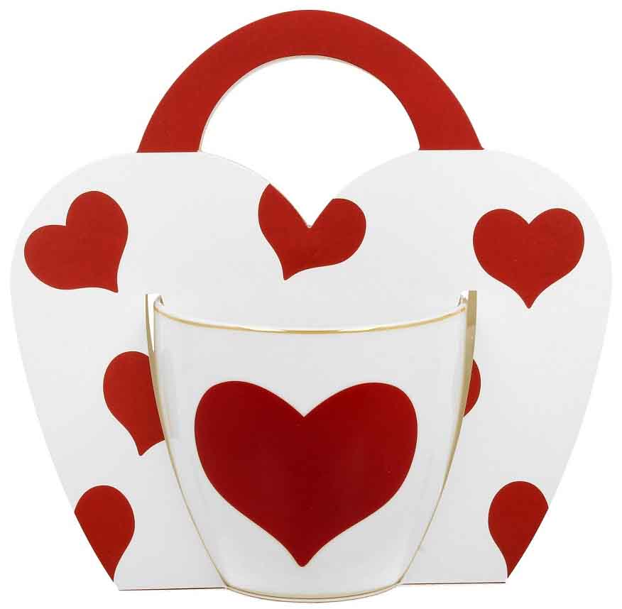 Velika šolja CRVENO SRCE u kartonskoj torbici 