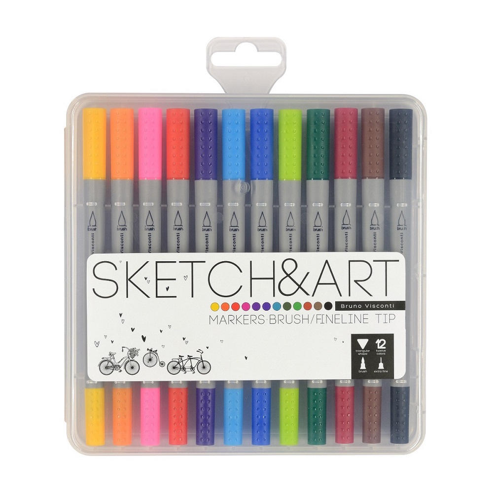 Set dvostranih markera skiriranje SKETCH & ART (12 kom) Brush + Liner 