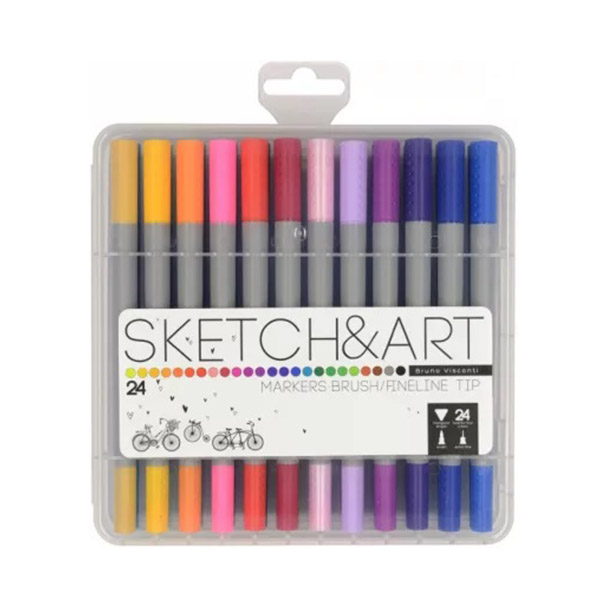 Set dvostranih markera skiriranje SKETCH & ART (24 kom) Brush + Liner 