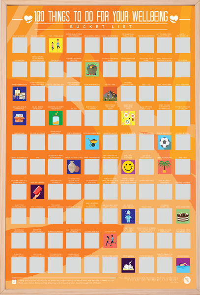 Greb-greb poster 100 THINGS TO DO FOR WELLBEING 