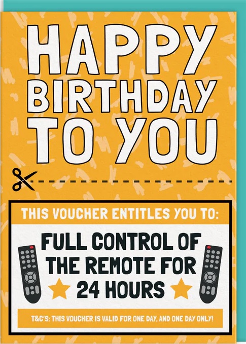 Rođendanska čestitka CONTROL OF TV REMOTE VOUCHER 