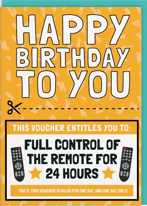 Rođendanska čestitka CONTROL OF TV REMOTE VOUCHER 
