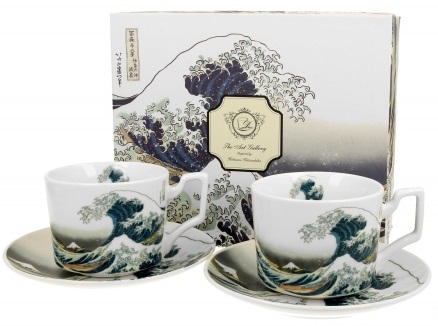 Set dve šolje sa tacnama THE GREAT WAVE - K. HOKUSAI 