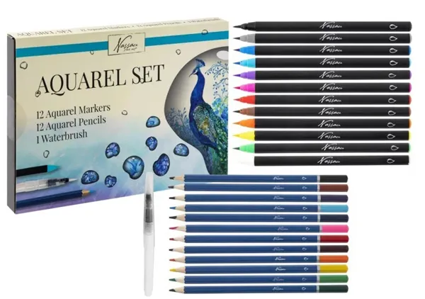 Akvarel set, 25 kom (akvarel boje i markeri) 