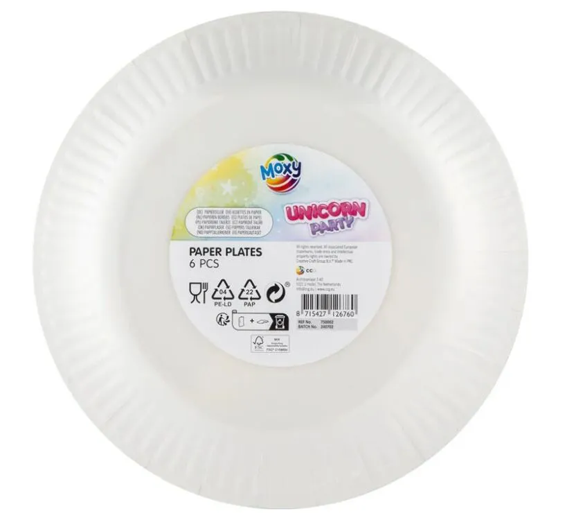 Rođendanski tanjiri 23cm UNICORN 6 kom 