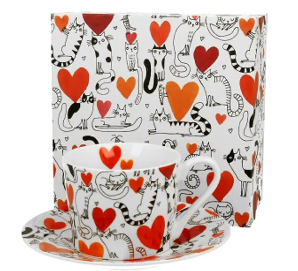 Šolja sa tacnom CAT'S WORLD - HEARTS 