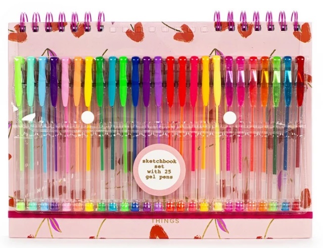 Blok za crtanje sa spiralom + 25 gel olovaka 