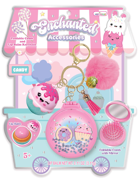 Privezak za ključeve četka, ogledalo i balzam CANDY 