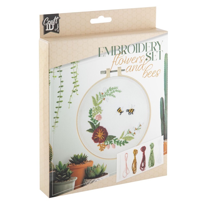 Komplet za vez FLOWERS AND BEES 15 cm 