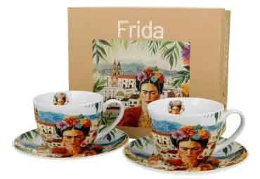 Set dve šolje sa tacnama MEXICAN ART - RED 