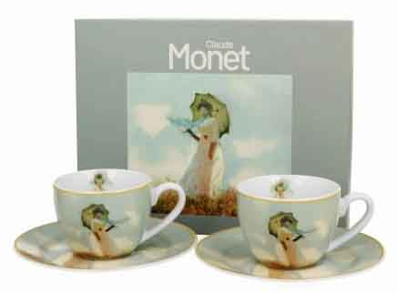 Set dve espreso šolje sa tacnama WOMEN WITH PARASOL - C. MONET 