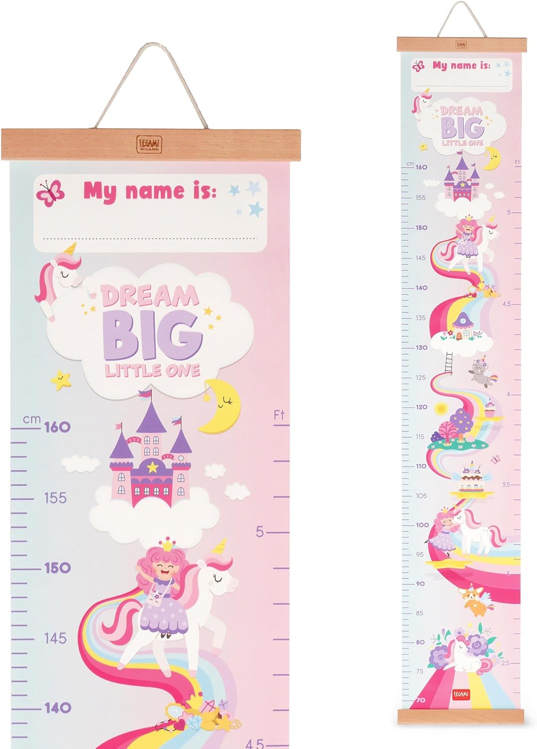 Zidni platneni rastimetar sa stikerima JEDNOROG 160cm 